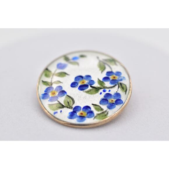 David Anderson Norway Pin Brooch Flower Enamel Round Signed Victorian 925 BinBP - Picture 5 of 12